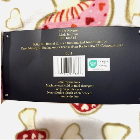 Rachel Roy Mushrooms Hearts Throw Blanket Red Pink Valentine Day Oversized 60x70 - Picture 7 of 7